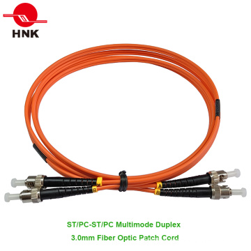 ST / PC-ST / PC Câble de connexion à fibre optique, Multimode 62.5 Om1, Duplex, Orange, 3.0mm, Longueur personnalisée